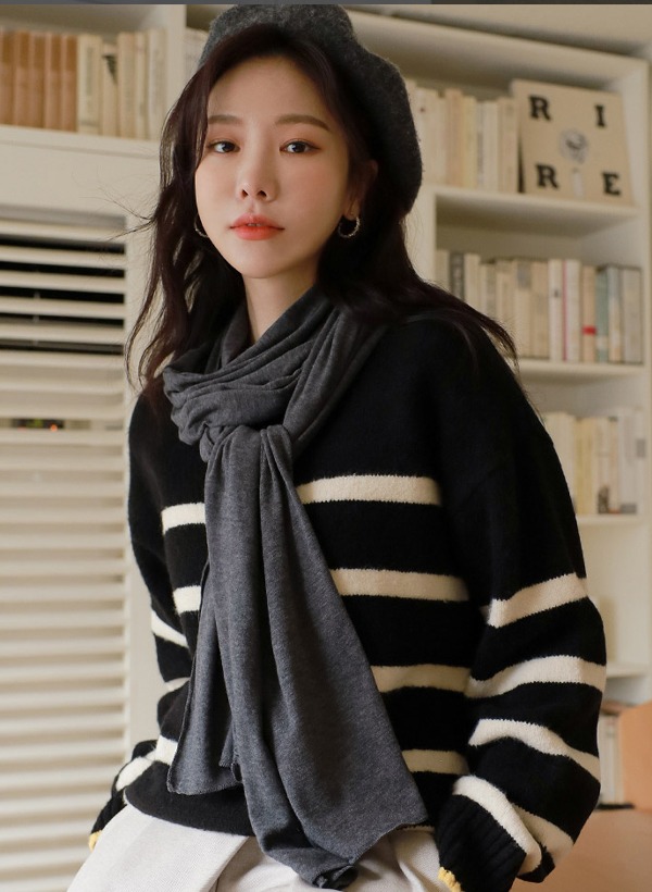 韓國安哥拉毛捲邊素色圍巾