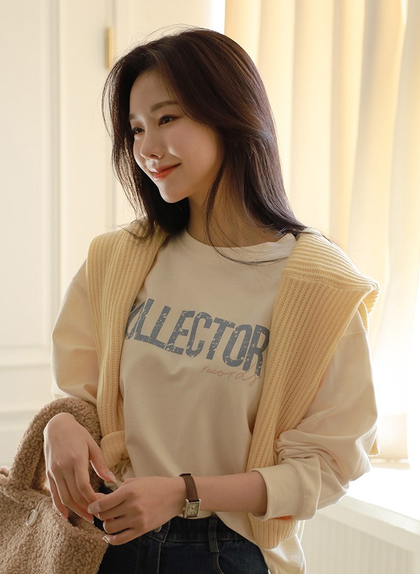 韓國COLLECTOR燙印落肩T恤