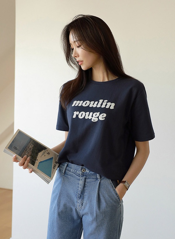 韓國moulin印字圓領短袖T恤