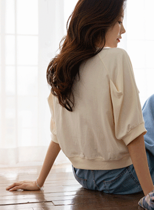 韓國細褶縮口袖短袖衛衣T恤