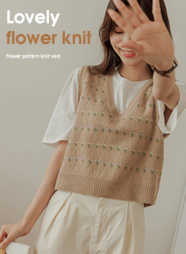 韓國浪漫花朵針織背心